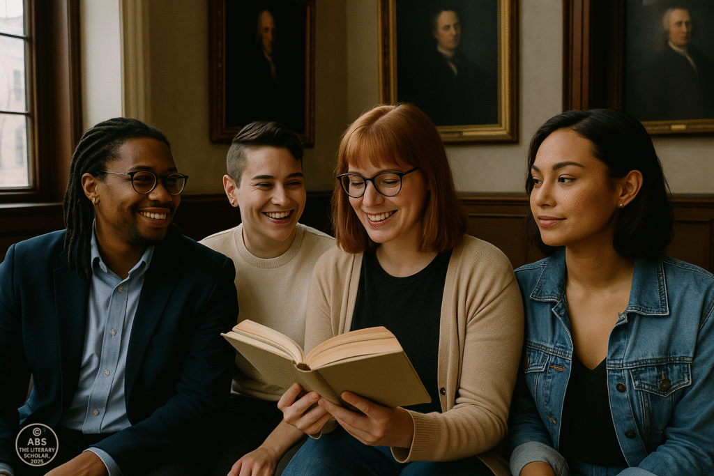 A photograph depicting four individuals representing diverse gender identities and expressions. The image highlights the fluidity of gender and sexuality, emphasizing non-binary and gender fluid identities that challenge the traditional male/female binary.