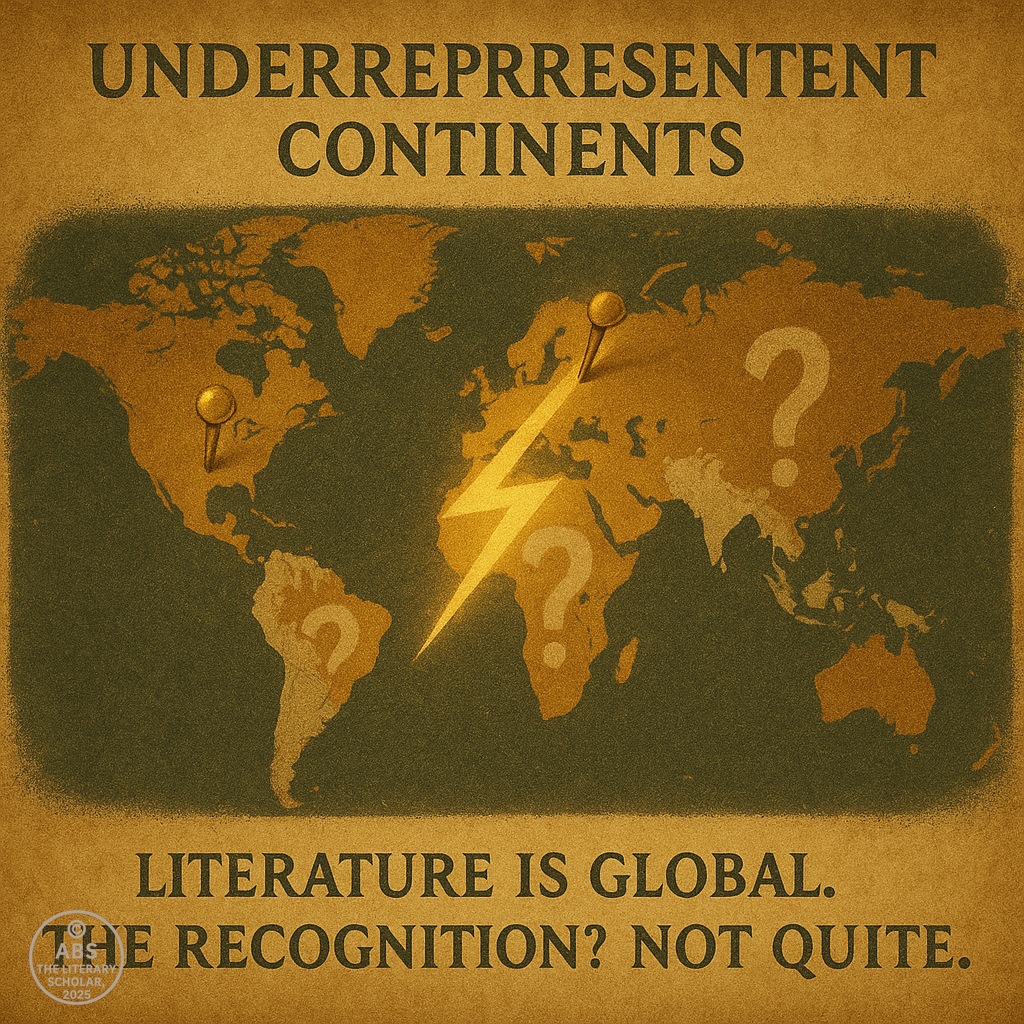 World map showing gaps in Nobel Prize distribution across continents.